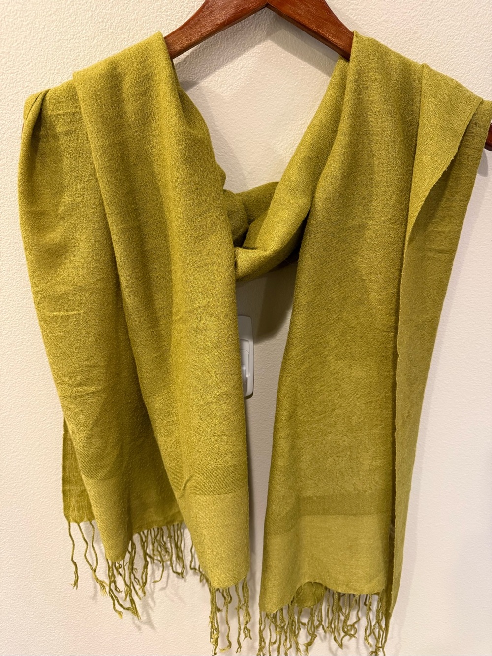 Lightweight Olive Green Fringe Wrap Scarf